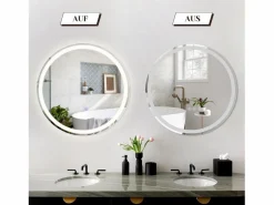 New Espejo de baño con luz LED - Redondo 50 cm LED, mural, interruptor táctil, antineblina, IP44, ajustable 3000K-6500K Accesorios De Cuarto De Baño|Espejo De Cuarto De Baño