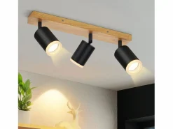 Online NETTLIFE Foco de techo Focos de techo s GU10 Foco de pared de madera giratorio 350° Negro
