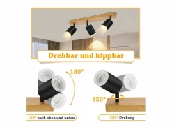 Online NETTLIFE Foco de techo Focos de techo s GU10 Foco de pared de madera giratorio 350° Negro