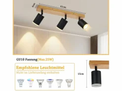 Online NETTLIFE Foco de techo Focos de techo s GU10 Foco de pared de madera giratorio 350° Negro