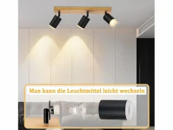 Online NETTLIFE Foco de techo Focos de techo s GU10 Foco de pared de madera giratorio 350° Negro