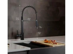 NETTLIFE Grifo de cocina con ducha extraíble Mezclador de cocina Grifo giratorio Mezclador de fregadero de alta presión con 2 tipos de chorros,