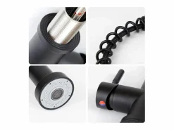 NETTLIFE Grifo de cocina con ducha extraíble Mezclador de cocina Grifo giratorio Mezclador de fregadero de alta presión con 2 tipos de chorros,
