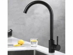 NETTLIFE Grifo de cocina Grifo de alta presión Grifo de fregadero de cocina de acero inoxidable giratorio 360°