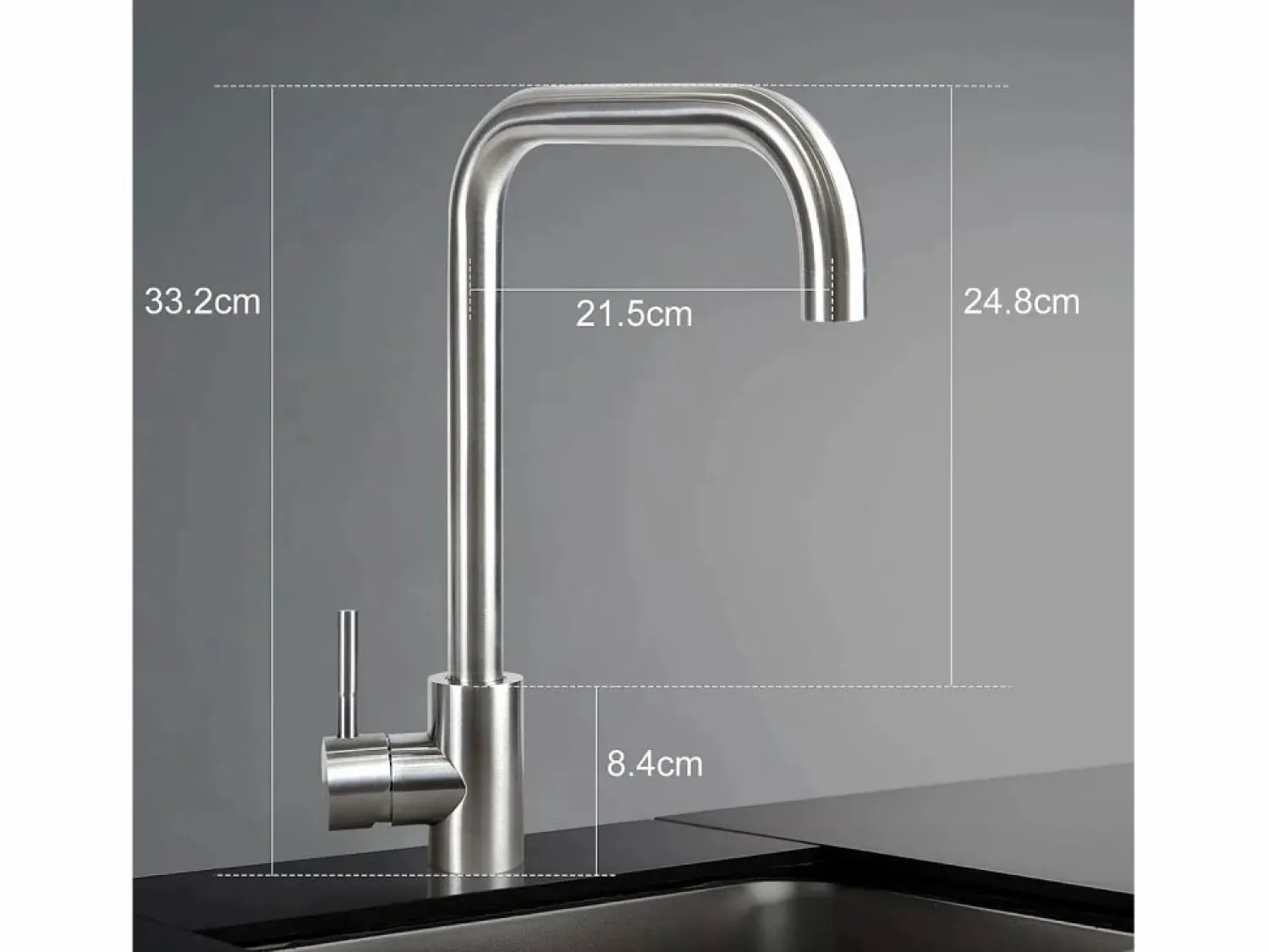 Discount Grifo de cocina mezclador de acero inoxidable con mango único, de alta presión, grifo de cocina giratorio 360 °, níquel. Grifo De Cocina