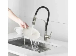 Online NETTLIFE Grifo de cocina con manguera flexible Grandes extensibles con ducha de mano, 46,5 cm, , mezclador de alta presión giratorio 360 Negro