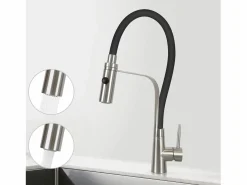 Online NETTLIFE Grifo de cocina con manguera flexible Grandes extensibles con ducha de mano, 46,5 cm, , mezclador de alta presión giratorio 360 Negro