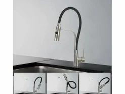 Online NETTLIFE Grifo de cocina con manguera flexible Grandes extensibles con ducha de mano, 46,5 cm, , mezclador de alta presión giratorio 360 Negro