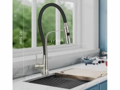 Online NETTLIFE Grifo de cocina con manguera flexible Grandes extensibles con ducha de mano, 46,5 cm, , mezclador de alta presión giratorio 360 Negro