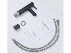 Outlet NETTLIFE Grifo de fregadero Grifo de agua caliente / fría Grifo de alta presión de acero inoxidable Negro