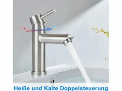 Outlet NETTLIFE Grifo de fregadero Grifo de agua caliente / fría Grifo de alta presión de acero inoxidable Plateado