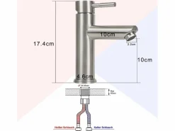 Outlet NETTLIFE Grifo de fregadero Grifo de agua caliente / fría Grifo de alta presión de acero inoxidable Plateado