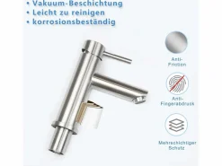 Outlet NETTLIFE Grifo de fregadero Grifo de agua caliente / fría Grifo de alta presión de acero inoxidable Plateado