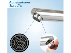 Outlet NETTLIFE Grifo de fregadero Grifo de agua caliente / fría Grifo de alta presión de acero inoxidable Plateado