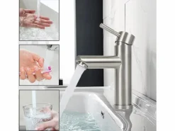 Outlet NETTLIFE Grifo de fregadero Grifo de agua caliente / fría Grifo de alta presión de acero inoxidable Plateado