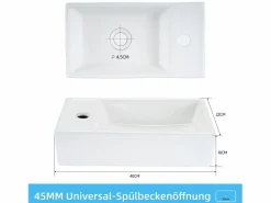 Discount Lavabo de baño Lavabo de encimera Cerámica - Lavabo cuadrado Lavabo