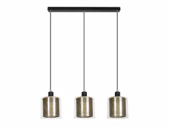 NETTLIFE Lámpara colgante de metal dorado negro E14 Diam.171,5 cm vidrio industrial vintage 3 lámparas para salón, oficina, comedor