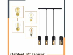 Clearance Lámpara colgante para mesa de comedor, E27, 4 llamas, LED ajustable, pantalla de cristal moderna Lámpara Suspendida
