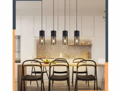 Clearance Lámpara colgante para mesa de comedor, E27, 4 llamas, LED ajustable, pantalla de cristal moderna Lámpara Suspendida