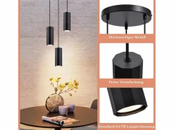 Discount Lámpara colgante de metal Diam.20 cm GU10 3 llamas mesa de salón lámpara industrial moderna para interior cocina Lámpara Suspendida