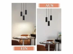 Discount Lámpara colgante de metal Diam.20 cm GU10 3 llamas mesa de salón lámpara industrial moderna para interior cocina Lámpara Suspendida