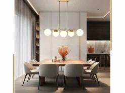 Clearance Lámpara colgante cristal dorado diámetro 90 cm E27 moderna 150 cm altura regulable vintage para salón barra de bar I sin bombilla Lámpara Suspendida