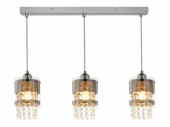 NETTLIFE Lámpara colgante moderna de 3 bombillas E27, diámetro de 60 cm, altura ajustable, cristal y cristal, para comedor, máx. 25 W.