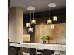 Discount Lámpara colgante moderna de cristal G9 para comedor, altura ajustable Lámpara Suspendida