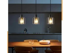 Outlet Lámpara Colgante Vidrio Diam.68 cm E27 Vintage 3 Bombillas Lámpara de Lámpara Industrial Retro para Sala de Estar Hotel Oficina Lámpara Suspendida