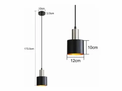 NETTLIFE Lámpara colgante para mesa de comedor, lámpara colgante E27 negra, lámpara colgante retro para mesita de noche, altura ajustable