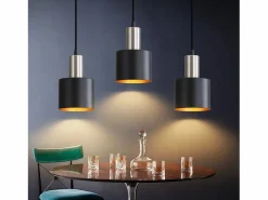NETTLIFE Lámpara colgante para mesa de comedor, lámpara colgante E27 negra, lámpara colgante retro para mesita de noche, altura ajustable