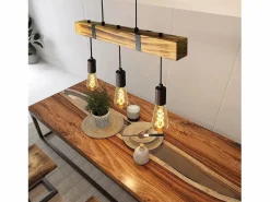 Hot NETTLIFE Lámpara colgante Comedor Mesa de comedor Madera vintage E27 Lámpara colgante 61 CM Industrial Marru00f3n