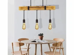 Hot NETTLIFE Lámpara colgante Comedor Mesa de comedor Madera vintage E27 Lámpara colgante 61 CM Industrial Marru00f3n