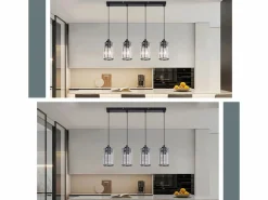 NETTLIFE Lámpara colgante moderna de cristal para mesa de comedor, 4 llamas, E27