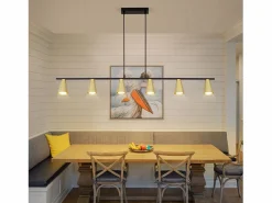 Online Lámpara colgante para mesa de comedor, con conexión GU10: lámpara de comedor de 6 bombillas, de metal negro , moderno y industrial. Lámpara Suspendida