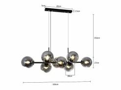 NETTLIFE Lámpara Colgante de Vidrio Diam.105cm E27 8 Llamas Lámpara Colgante Sala de Estar Dormitorio Bola de Vidrio Ámbar Moderna para Hotel