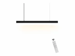 NETTLIFE Lámpara Colgante LED Diam.107CM 32W 3000K-6500K Mesa Regulable Negra con Lámpara de Diseño Lineal Moderno para Oficina