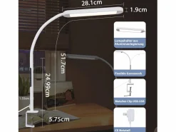 Lámpara de escritorio LED regulable con enchufe , 5 niveles de brillo, 11 W, flexible, con función de temporizador de luz nocturna. Lámpara De Escritorio