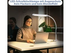 Lámpara de escritorio LED regulable con enchufe , 5 niveles de brillo, 11 W, flexible, con función de temporizador de luz nocturna. Lámpara De Escritorio