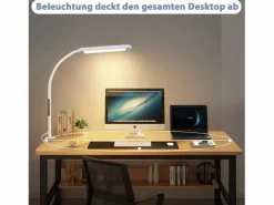 Lámpara de escritorio LED regulable con enchufe , 5 niveles de brillo, 11 W, flexible, con función de temporizador de luz nocturna. Lámpara De Escritorio