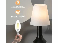 Clearance NETTLIFE Lámpara de mesa para salón, lámpara de noche con cable, juego de 2 lámparas pequeñas E14, lámparas de mesa modernas Negro