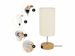 NETTLIFE Lámpara de mesa táctil regulable E27, lámpara de noche sala, pantalla en tela moderna.