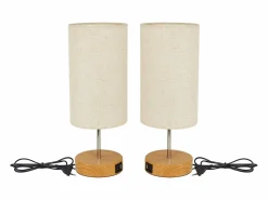 NETTLIFE Lámpara de mesa táctil regulable E27, lámpara de noche sala, pantalla en tela moderna.