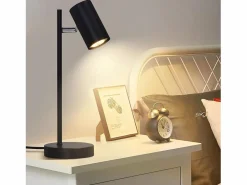 NETTLIFE lámpara de mesilla, lámpara de mesa negra, salón giratoria 350° GU10, metal, oficina.