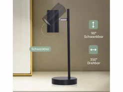 NETTLIFE lámpara de mesilla, lámpara de mesa negra, salón giratoria 350° GU10, metal, oficina.