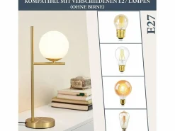 Online lámpara de mesita de noche moderna para sala de estar - casquillo industrial E27 de vidrio blanco con interruptor para dormitorio y oficina Lámpara De Mesa