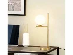 Online lámpara de mesita de noche moderna para sala de estar - casquillo industrial E27 de vidrio blanco con interruptor para dormitorio y oficina Lámpara De Mesa
