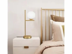 Online lámpara de mesita de noche moderna para sala de estar - casquillo industrial E27 de vidrio blanco con interruptor para dormitorio y oficina Lámpara De Mesa