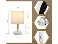 NETTLIFE Lámpara de Noche Juego de 2 Lámparas de Mesa Sala de Estar - Lámpara de Noche con Casquillo E27 de Madera Dormitorio