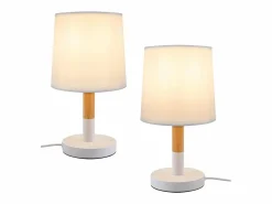 NETTLIFE Lámpara de Noche Juego de 2 Lámparas de Mesa Sala de Estar - Lámpara de Noche con Casquillo E27 de Madera Dormitorio